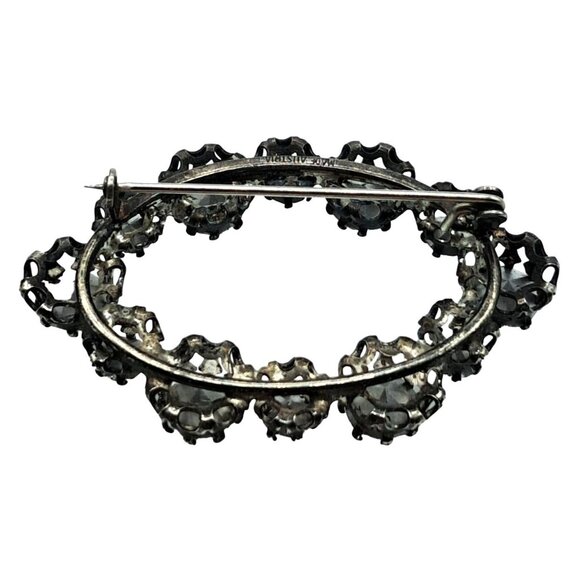 Austria Clear Rhinestone Brooch Old C Clasp Signed Vintage Costume Jewelry - Picture 7 of 11